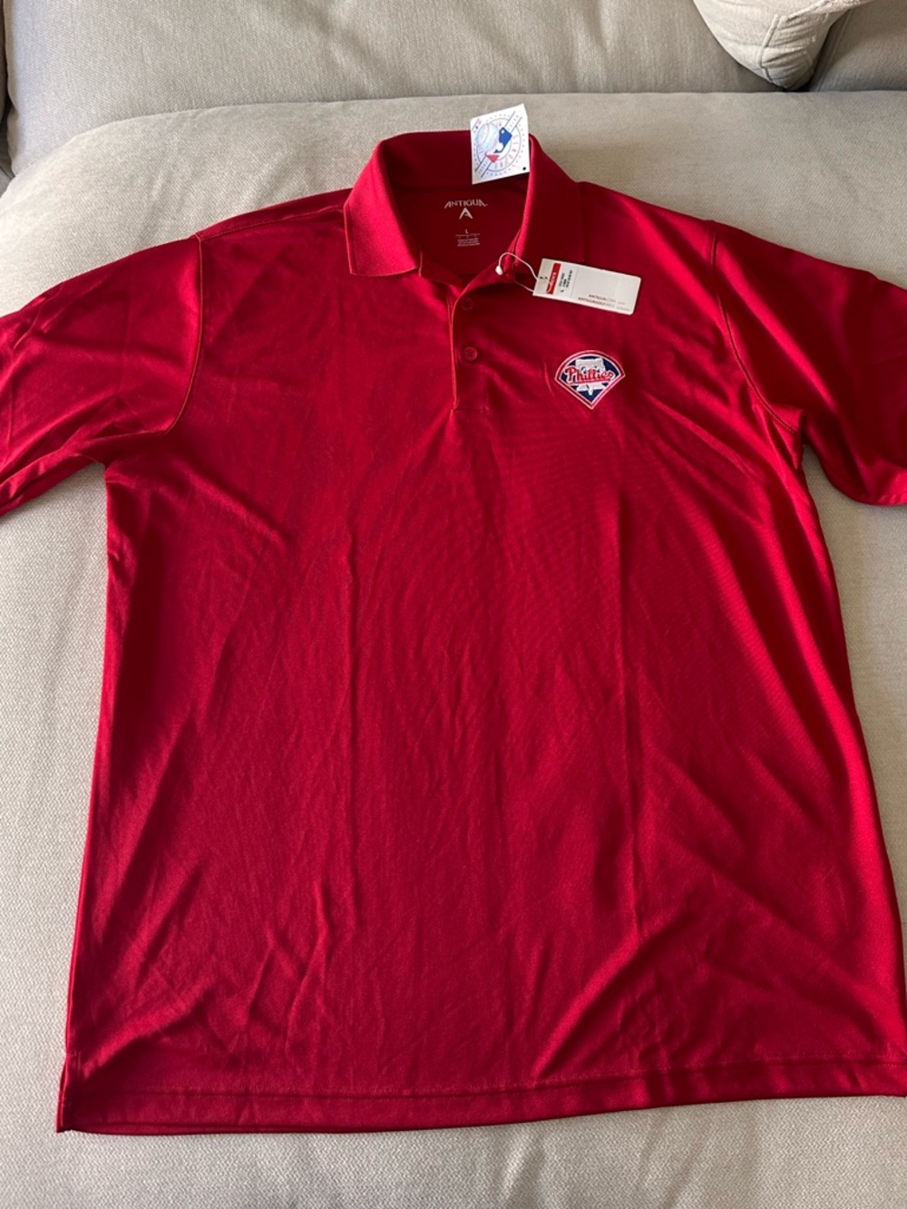 Antigua Red Men's Polo with Embroidered Chest Patch